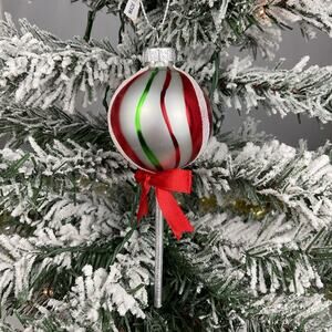 Christmas Tree Ornament-Red And Green Sparkling Lollipop-The Bridge Collection